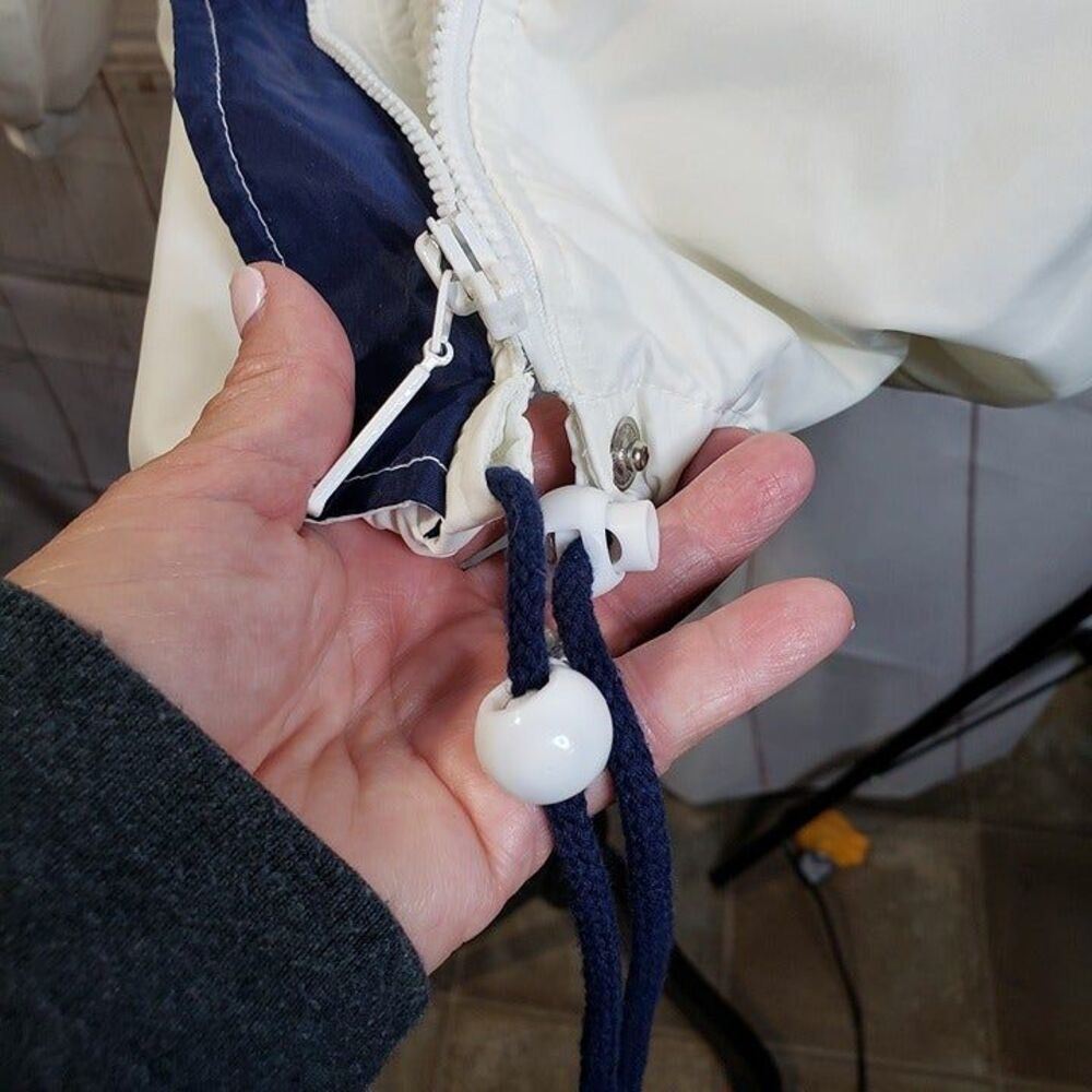Vintage Unisex White Nylon Rain Jacket XL 2XL XXL Coat Zip & Snap Oversized - Picture 11 of 11